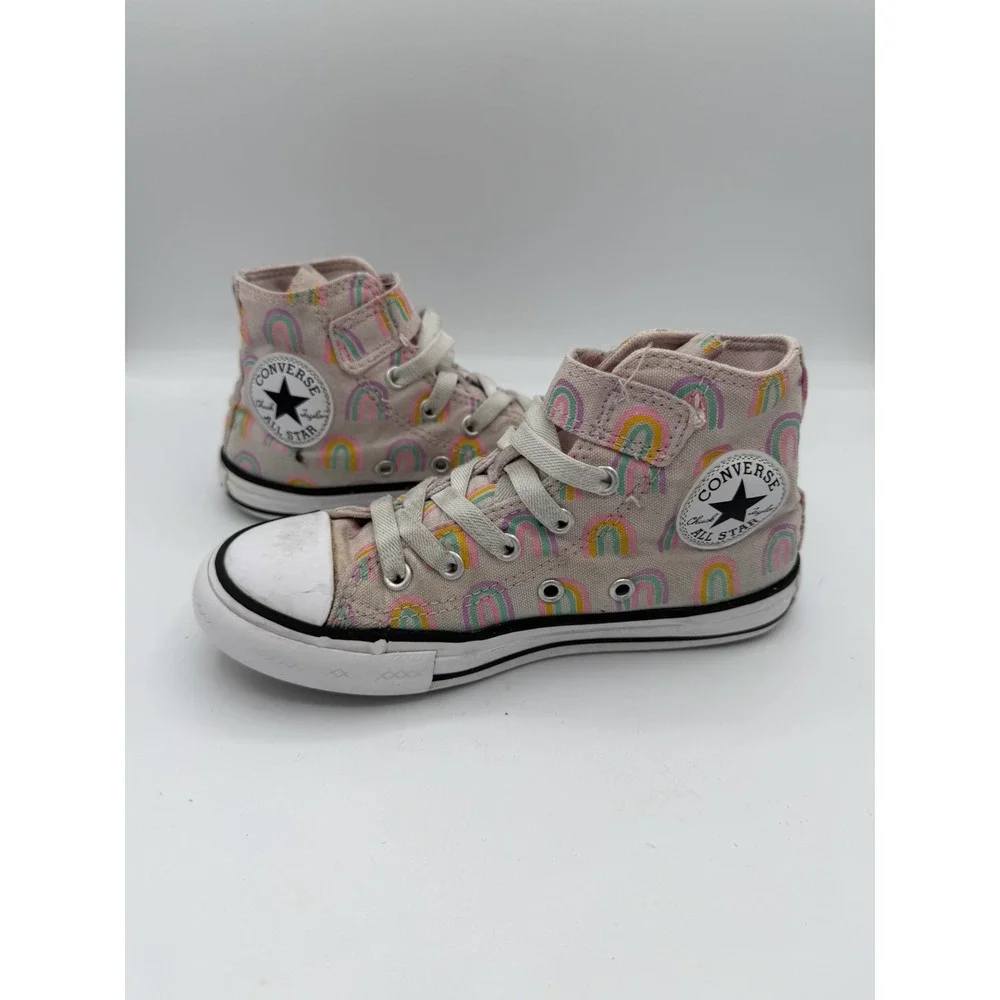 Converse Chuck Taylor Kids High Top Easy On Rainbows Print Sneakers Size 13